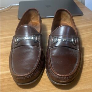Allen Edmonds Brown Leather Loafers with Metallic Detail